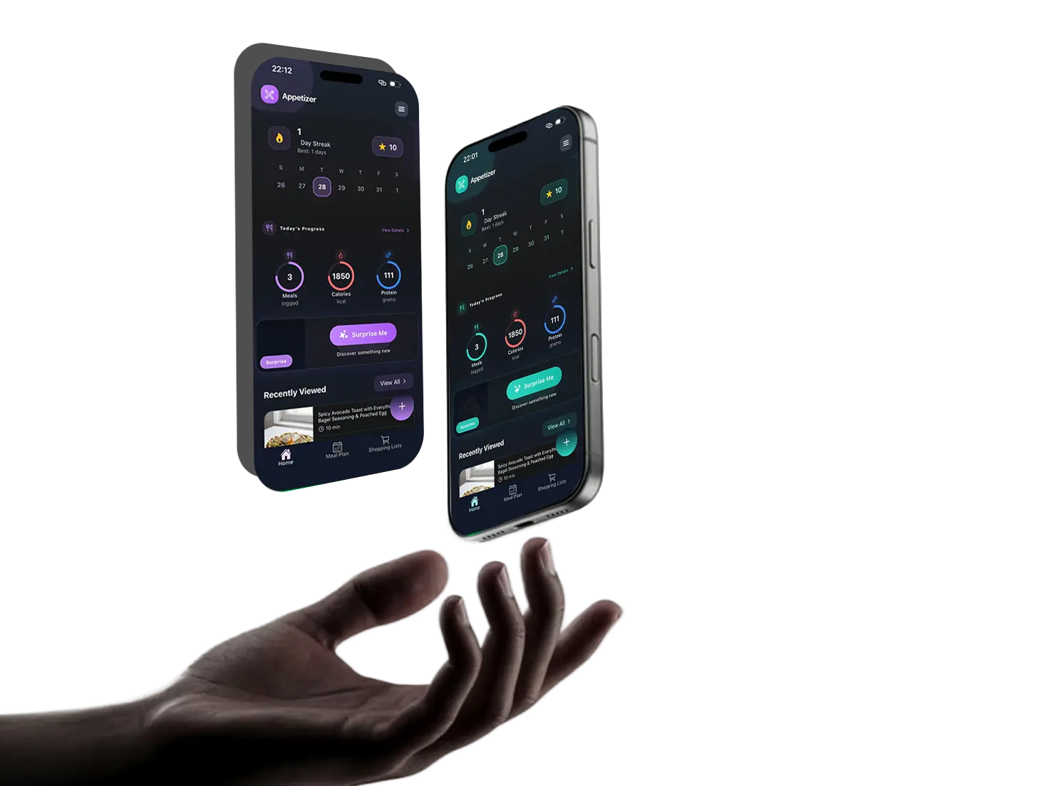 Appetizer app on two phones